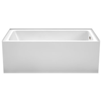 Grayley 60x32" Alcove Bathtub With Right-Hand Drain and Trim in Brushed Nickel