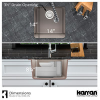 Karran Undermount Quartz Composite 17" Bar Single Bowl Sink, Concrete