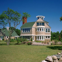 Houses with green color shingles