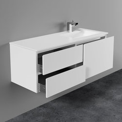LUSSO STONE VOLA MATT WHITE VANITY UNIT AND BASIN 1200 - Products