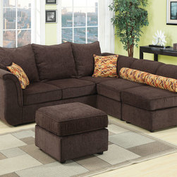 Caisy Chocolate Chenille Sectional Sofa - Acme Furniture - Sectional Sofas