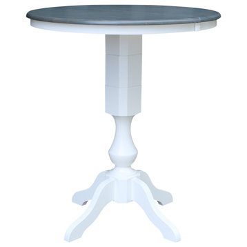 36" Round Top Pedestal Bar Height Dining Table with 12" Leaf