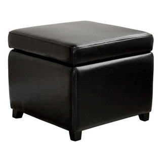 Baxton Studio Full Leather Small Storage Cube Ottoman