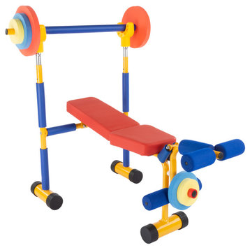 Kids Weight Bench Set Toddler Gym for Beginner Exercises, Weightlifting