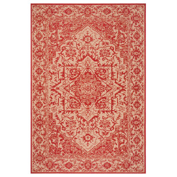 Safavieh Beach House Bhs139Q Traditional Rug, Red and Creme, 4'0"x6'0"