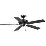 Progress Lighting - AirPro 52" Indoor Ceiling Fan, Black - Enjoy the beautiful expansive design of the Energy Star-Rated Air Pro Collection 52-Inch 5-Blade Matte Black/Distressed Ebony AC Motor Traditional Ceiling Fan ideal for any great room, bedroom, living room, or bonus room. Perfect for traditional and transitional style settings. 5 reversible blades are coated in matte black and distressed ebony finishes for extra design versatility.