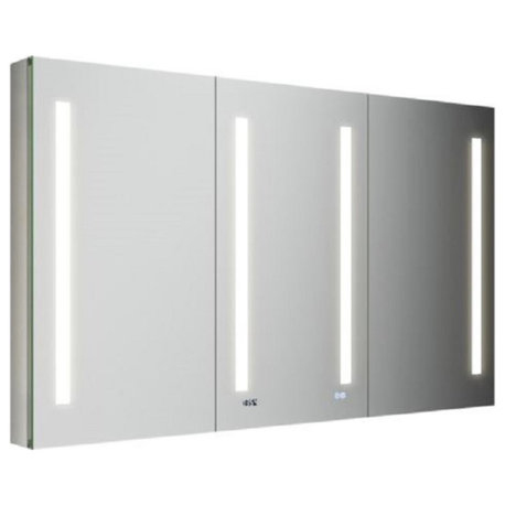 Fresca FMC016036 Tiempo 60" x 36" Lighted Frameless Triple Door - Silver