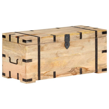 vidaXL Solid Mango Wood Chest 15.7" Bench Hall Wooden Cabinet Storage Box