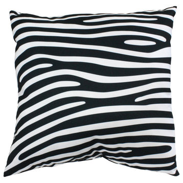 Zebra Print Decorative Pillow, 16x16, White/Black