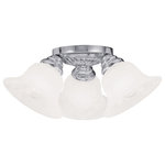 Livex Lighting - Edgemont Ceiling Mount, Polished Chrome - Three light flushmount from the Edgemont is a fine and handsome collection that features white alabaster glass. Edgemont is comprised of traditional iron forms in a polished chrome finish.