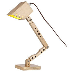 Contemporary Desk Lamps Wood Swing Arm Excavator Desk Reading Lamp