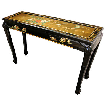 Claw Foot Console Table, Gold Leaf Birds and Flowers