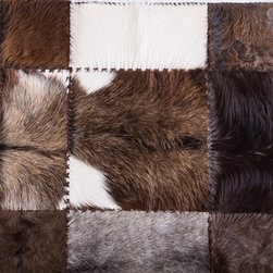 Modern Handmade Cowhide Patchwork Hallway Runner, Brown White, 8'6"x2'7" - Hall And Stair Runners