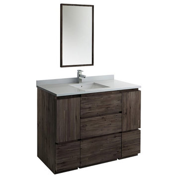 Fresca Formosa 48" Floor Standing Wood Bathroom Vanity with Mirror in Brown