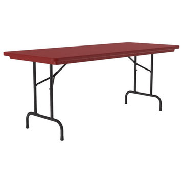 Pemberly Row 30"W x 72"D Plastic Resin & Steel Metal Folding Table in Red
