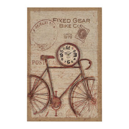 Cooper Classics Nixon Printed Burlap Clock in Beige with Metal Overlay Clock & B - Products