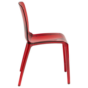 LeisureMod Murray Modern Dining Chair, Set of 4 Red