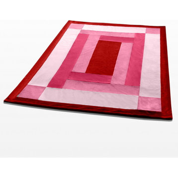 Onitiva - Rosy Clouds Soft Coral Fleece Patchwork Throw Blanket (59"-78.7")