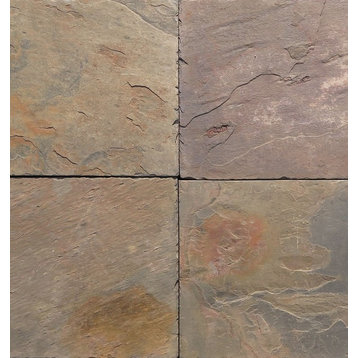 Multi Color Classic Slate Tiles, Natural Cleft Face, Gauged Back Finish, 16"x16"
