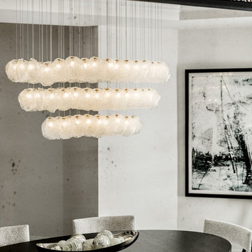 CRYSTAL SHELL | Custom Blown Glass Dining Room Chandelier | Modern Dining Light