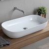 30" Oval White Ceramic Trough Vessel Sink