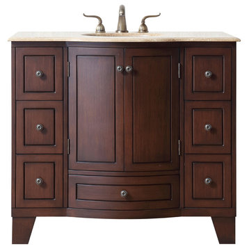 40" Grand Cheswick Single Sink Vanity, Cherry With Travertine Marble Top, Top: T