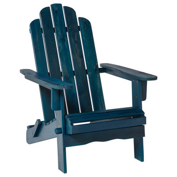 Patio Wood Adirondack Chair, Navy Blue Wash