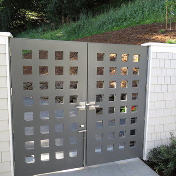 Alta Contemporary Lever Latch on Double Gate with Dummy Handle and Cane Bolt