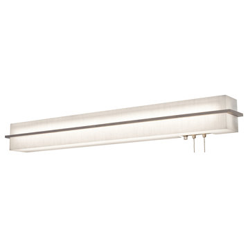 Apex 50" LED Overbed Wall Light, Weathered Gray, Linen White Shade