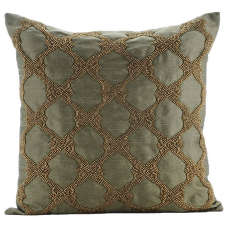 Tarnished Gold, Green Art Silk 16"x16" Pillow Covers