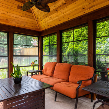 Rustic Detached Screen Room with Fire Table