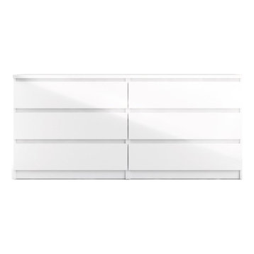 Tvilum Scottsdale 6 Drawer Double Dresser in White High Gloss