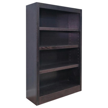 Bowery Hill Traditional 48" Tall 4-Shelf Wood Bookcase in Espresso