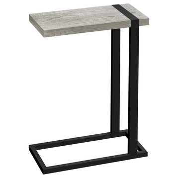 Accent Table Gray Reclaimed Wood-Look, Black Metal