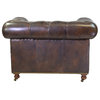 Chesterfield Club Chair, Antique Brown Leather