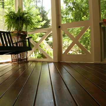 Unbelievably stunning wood floor on Macon screened porch