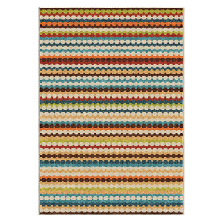 7'X10' Indoor Outdoor Rug Terracotta Orange Geometric Porch Deck