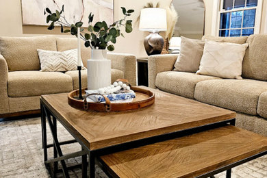 Example of a transitional living room design in Other
