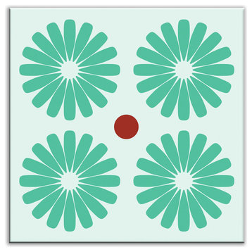 4.25"x4.25" Folksy Love Satin Decorative Tile, Pinwheels Mint