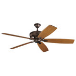 Kichler - 70" Monarch Fan, Oil Brushed Bronze/Cherry and Walnut Blades - Featuring clean lines, textured accents, and a beautiful Oil Brushed Bronze finish, this 5 blade 70" Monarch ceiling fan will effortlessly complement the existing decor in your home.