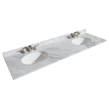 Wyndham Collection WCVVCA172DTOPUNO 72" Double Vanity Top - White Carrara