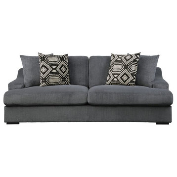 Lexicon Orofino Microfiber Upholstered Sofa in Dark Gray