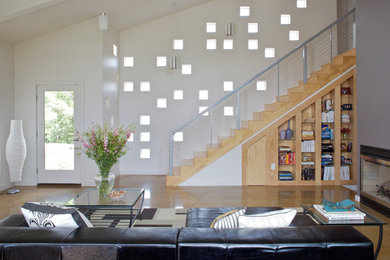 Inspiration for a contemporary formal living room remodel in Dallas with white walls, a standard fireplace and no tv