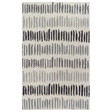 Alora Decor Rivera 5' x 8' Stripe Gray/Ivory/Charcoal Hand-Tufted Area Rug