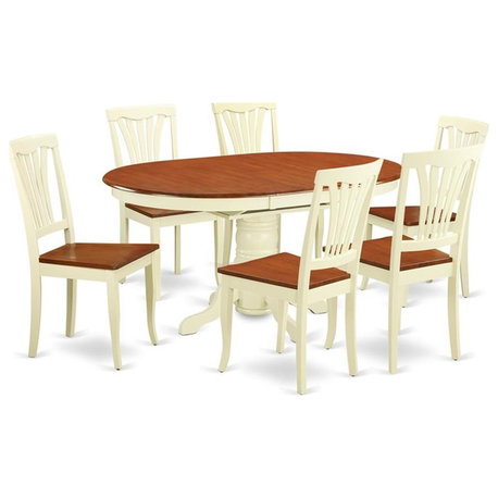 East West Furniture Kenley 7-piece Wood Dining Set with Oval Table in Cherry