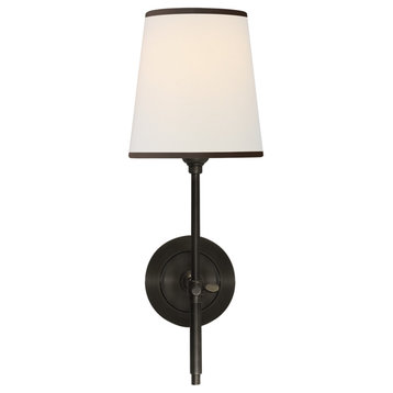 Bryant Sconce in Bronze with Linen Shade with Black tape
