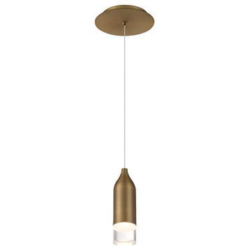 Action LED Mini Pendant In Aged Brass