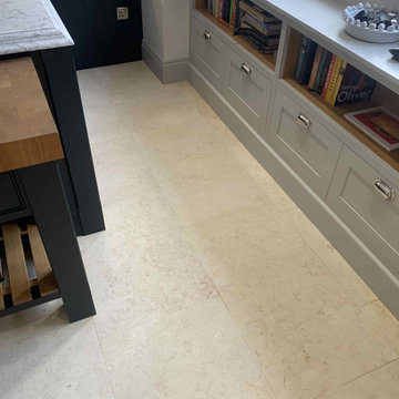 Honed Jura Cream Limestone Tiled Floor Renovated in South Kilworth