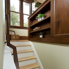 stair decorating with plants and boxes and baskets
