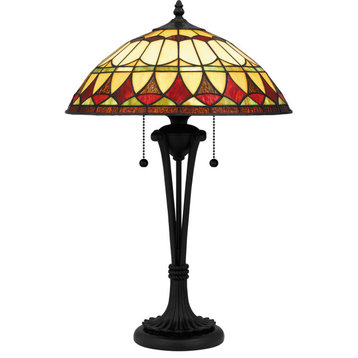 Tiffany 2-Light Table Lamp, Matte Black